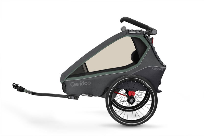 ﻿babyonlineshop Qeridoo Kidgoo 2 Fahrradanhänger Ivy Green mit Joggerfunktion 2023 Räumungsverkauf