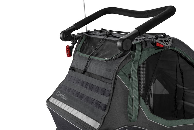 ﻿babyonlineshop Qeridoo Kidgoo 2 Fahrradanhänger Ivy Green mit Joggerfunktion 2023 Räumungsverkauf