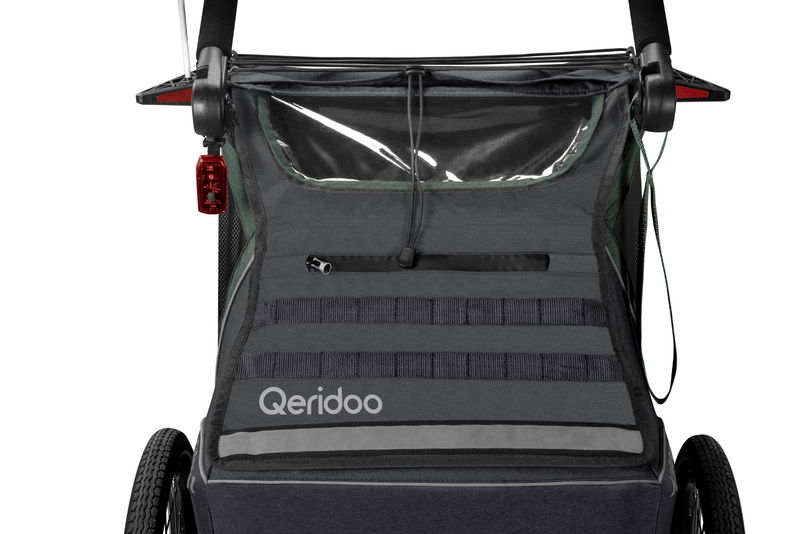 ﻿babyonlineshop Qeridoo Kidgoo 2 Fahrradanhänger Ivy Green mit Joggerfunktion 2023 Räumungsverkauf