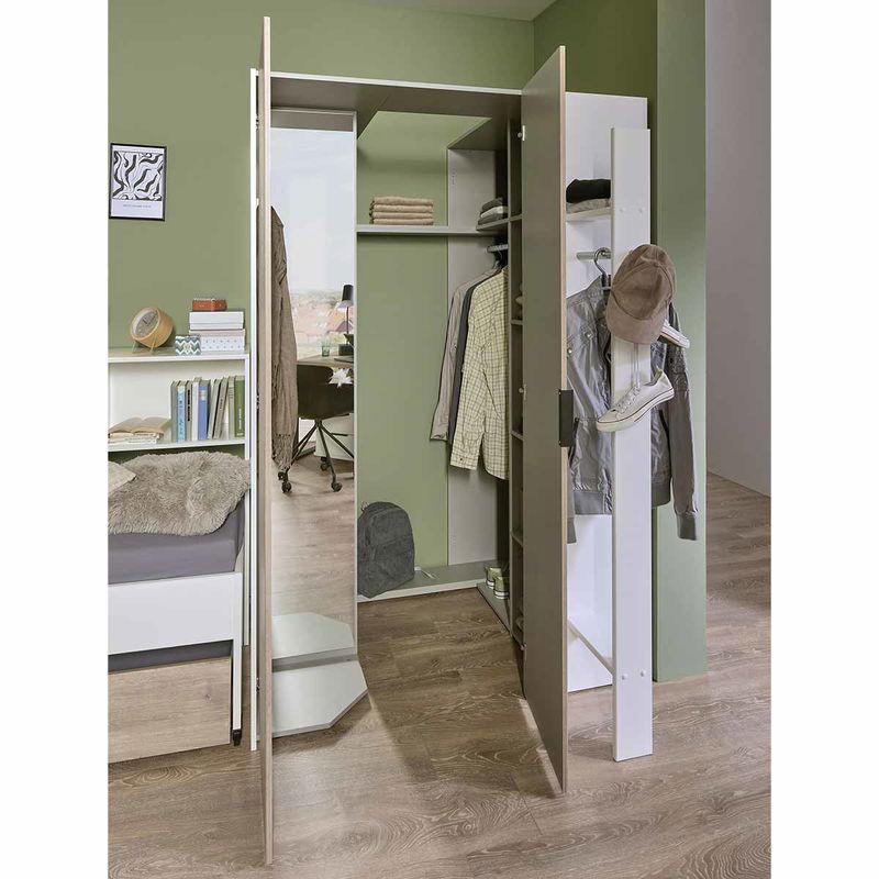 babyonlineshop Wimex Norderney Eckschrank begehbar 120 cm Weiß/Viking-oak Dekor Top Angebot