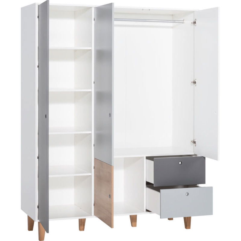 babyonlineshop VOX Concept Baby Kleiderschrank 3-türig oak white/grey/graphite VIP-Rabatte