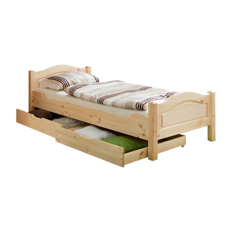 babyonlineshop Ticaa Rita Einzelbett Kiefer Natur 90 x 200 cm Massivholz Super Sparpreis