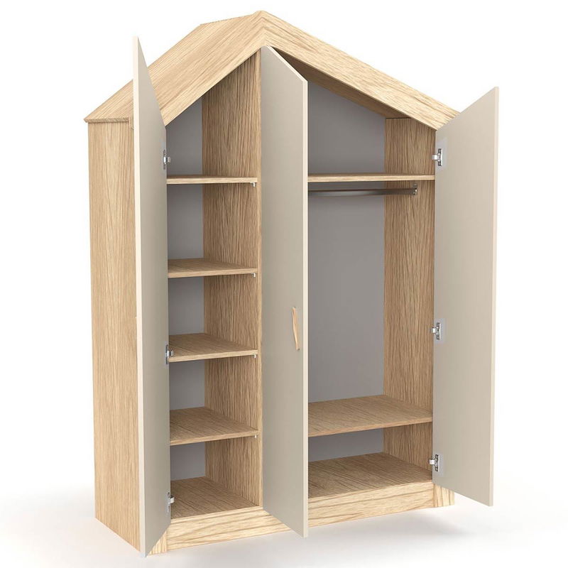 babyonlineshop Nature Kid My House Kinderzimmer natur/grau 5-teilig mit Hausbett Kostenlose Rückgabe