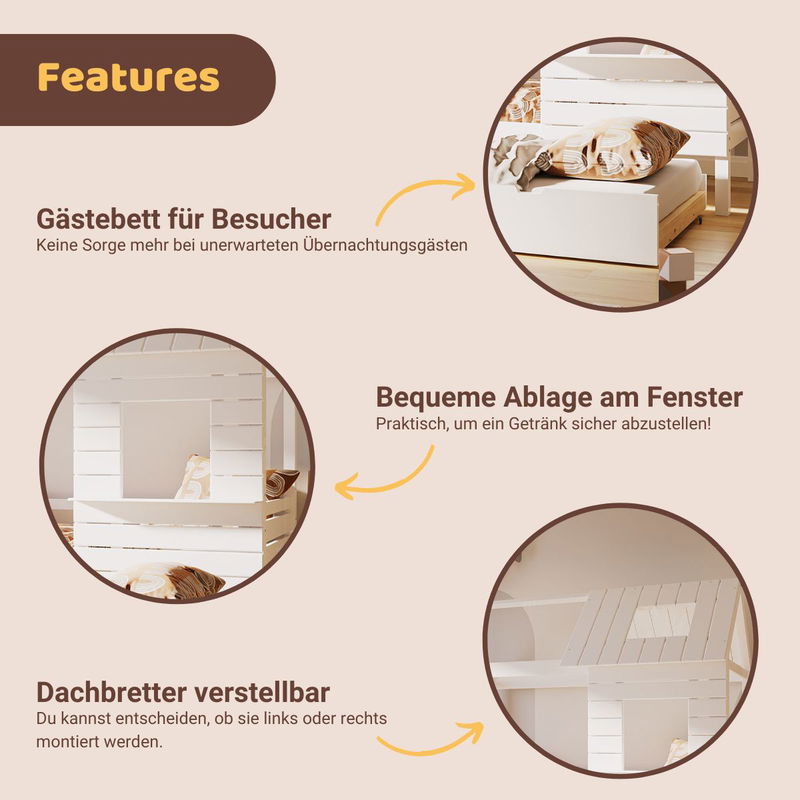 babyonlineshop Artkid Roxy Hausbett weiß 90 x 200 cm inkl. Gästebett Neueste Stile