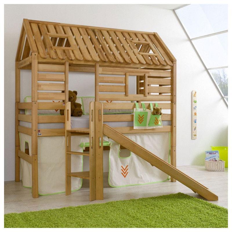 babyonlineshop Relita ELIYAS Spielbett Buche massiv geölt mit Rutschenturm - zum Einzelbett umbaubar Bis zu 50% Rabatt
