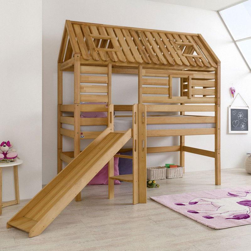 babyonlineshop Relita ELIYAS Spielbett Buche massiv geölt mit Rutschenturm - zum Einzelbett umbaubar Bis zu 50% Rabatt