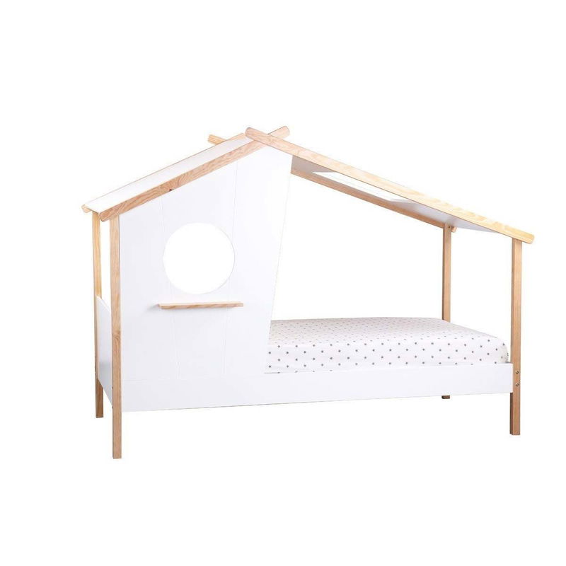 babyonlineshop Nature Kid Sam Hausbett weiß Kiefer Liegefläche 90 x 200 cm 50% Rabatt mit kostenlosem Versand
