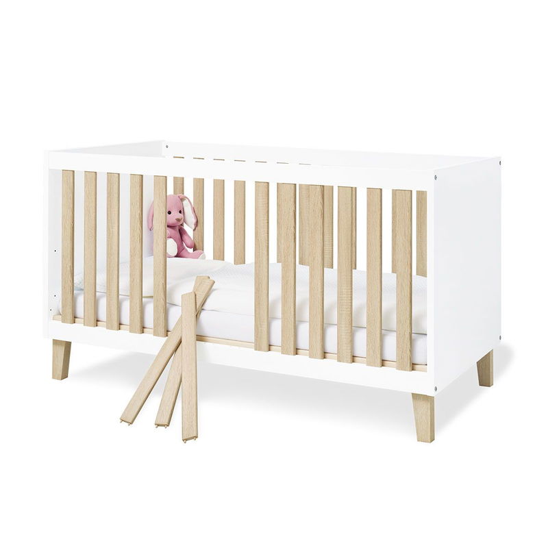 babyonlineshop Pinolino Lumi Kinderzimmer breit groß - 3T Weiß/Eiche Dekor mit Echtholzstruktur Kostenloser Versand international
