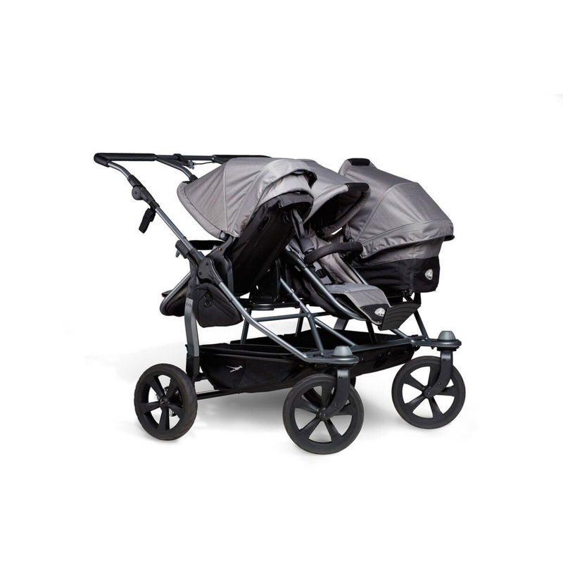 babyonlineshop tfk trio Kombi Kinderwagen grau Drillingswagen mit Luftkammerreifen Im Verkauf