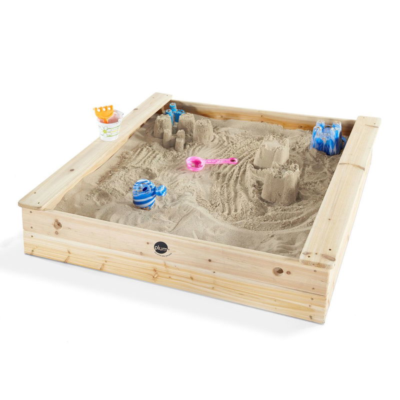 babyonlineshop Plum quadratischer Sandkasten aus Holz aus hochwertigem nachhaltig angebautem Holz Valentinstagsangebot