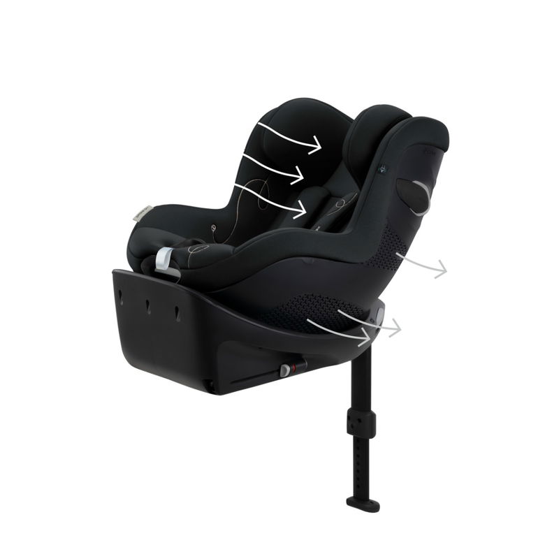 babyonlineshop CYBEX Sirona Gi i-Size Moon Black ab Geburt bis 105 cm (ca. 4 Jahre) Zeitbegrenzte Promotion