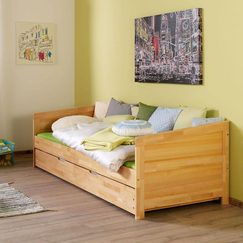 babyonlineshop Relita NINA Einzelbett Buche massiv Natur 90 x 200 cm inkl. Ausziehbett Bis zu 55% Rabatt
