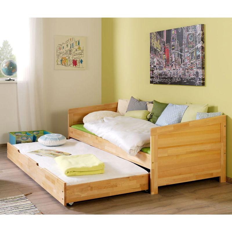 babyonlineshop Relita NINA Einzelbett Buche massiv Natur 90 x 200 cm inkl. Ausziehbett Bis zu 55% Rabatt