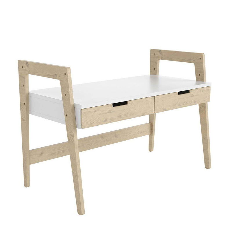 babyonlineshop Nature Kid Cory Schreibtisch weiß/natur höhenverstellbar aus Kiefer und MDF Discount Store für neue Produkte