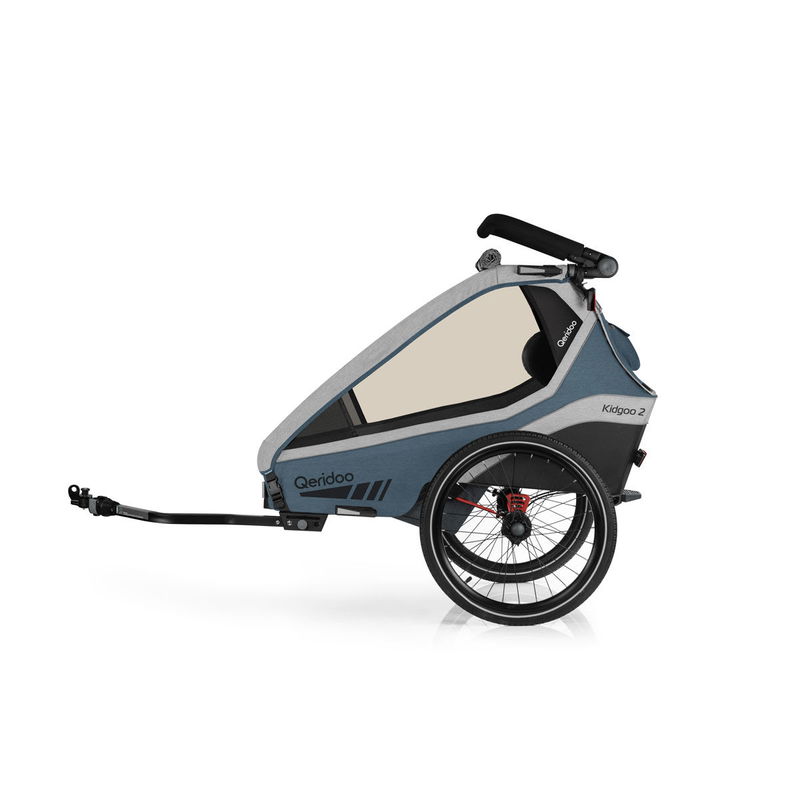 babyonlineshop Qeridoo Kidgoo 2 Fahrradanhänger Navy Blue mit Joggerfunktion Bestseller