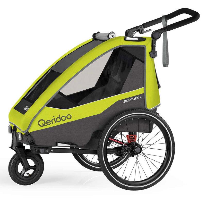 babyonlineshop Qeridoo Sportrex 2 Fahrradanhänger Lime Green 2023 limitiertes Design Saisonale Angebote
