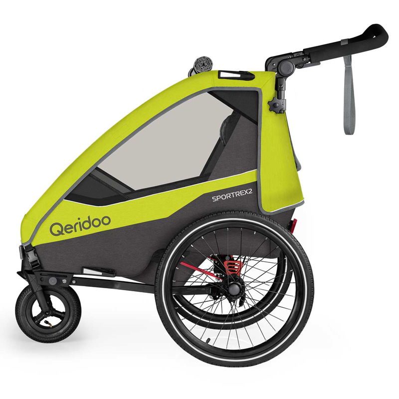 babyonlineshop Qeridoo Sportrex 2 Fahrradanhänger Lime Green 2023 limitiertes Design Saisonale Angebote