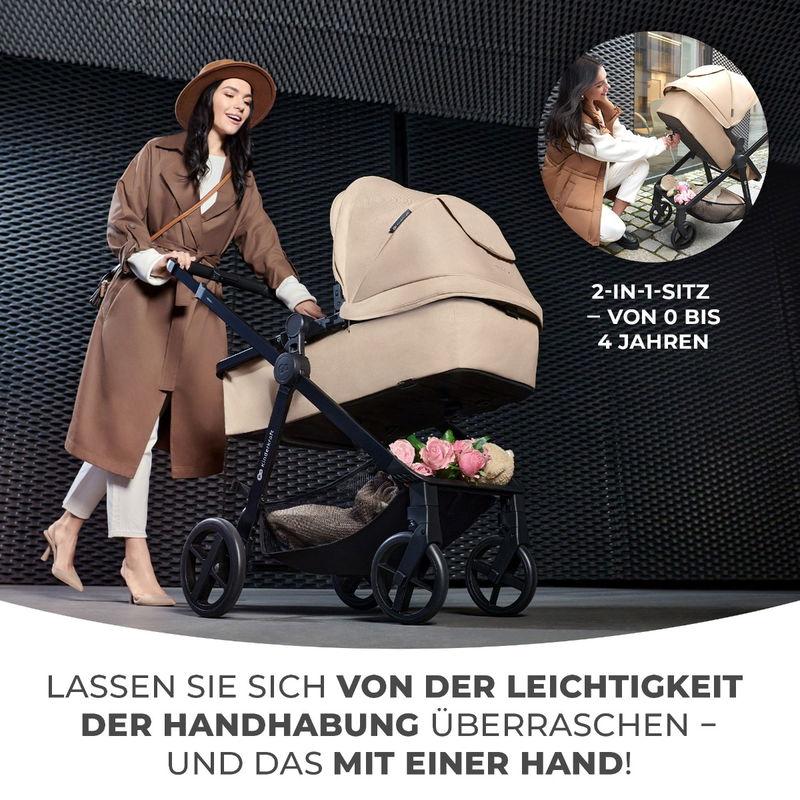 babyonlineshop Kinderkraft Kinderwagen 4in1 NEWLY Mink Pro classic black + base Räumungsverkauf