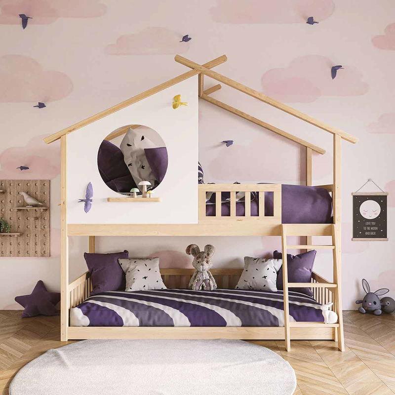 babyonlineshop Nature Kid Clara Etagenbett Kiefer weiß/natur Liegefläche 90 x 200 cm