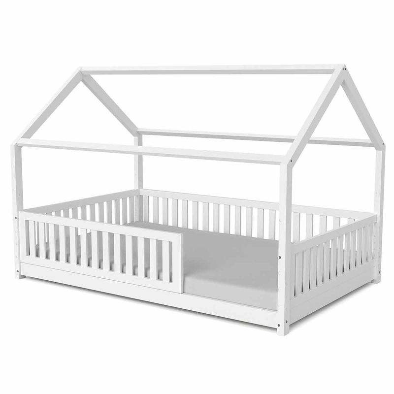 babyonlineshop Nature Kid Lilly Hausbett Kiefer weiß lackiert Liegefläche 120 x 200 cm Letzte 2 Tage