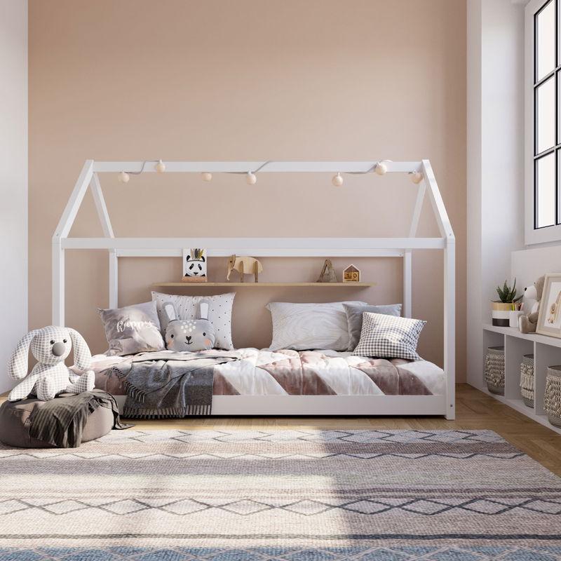 babyonlineshop Artkid Haley Weiß Montessori Hausbett Bodenbett 90x200 inkl. Lattenrost Kiefer Bis zu 50% Rabatt