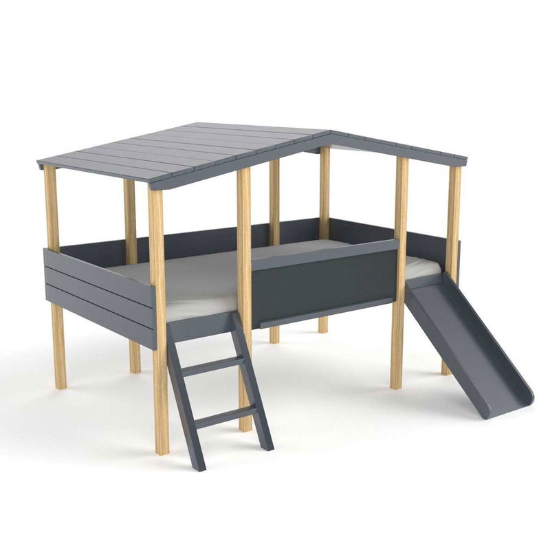 babyonlineshop Nature Kid Cory Hausbett anthrazit mit Rutsche Liegefläche 90 x 200 Bis zu 55% Rabatt