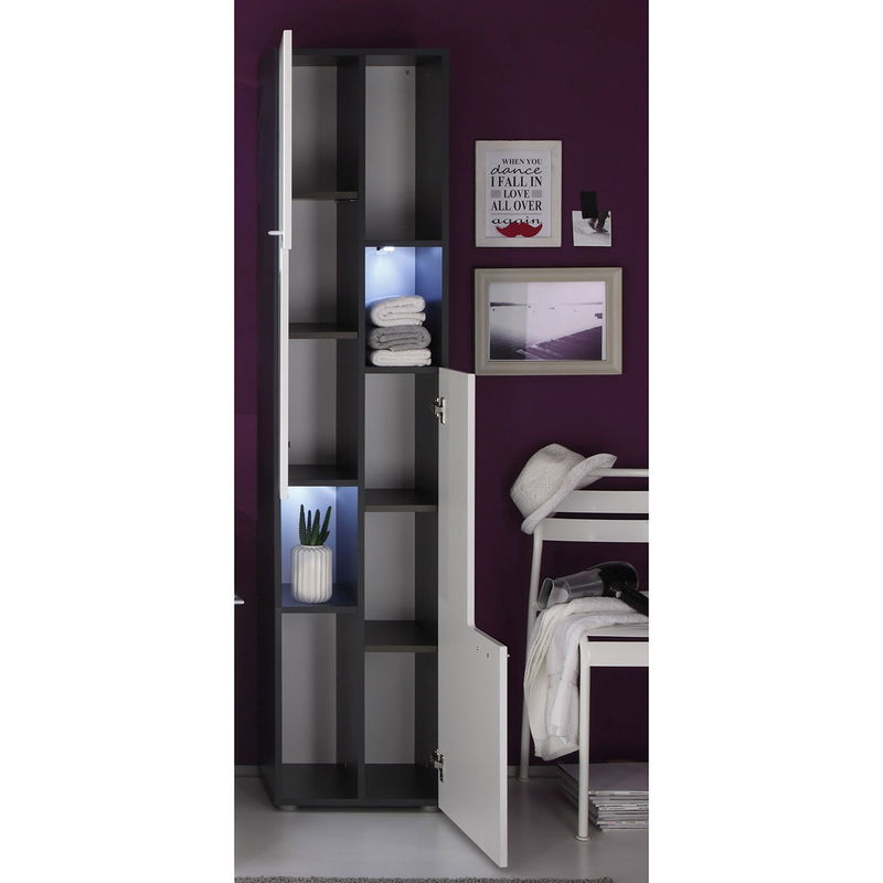 babyonlineshop trendteam Tetris Hochschrank Weiß / Graphit Limitierter Zeitrabatt
