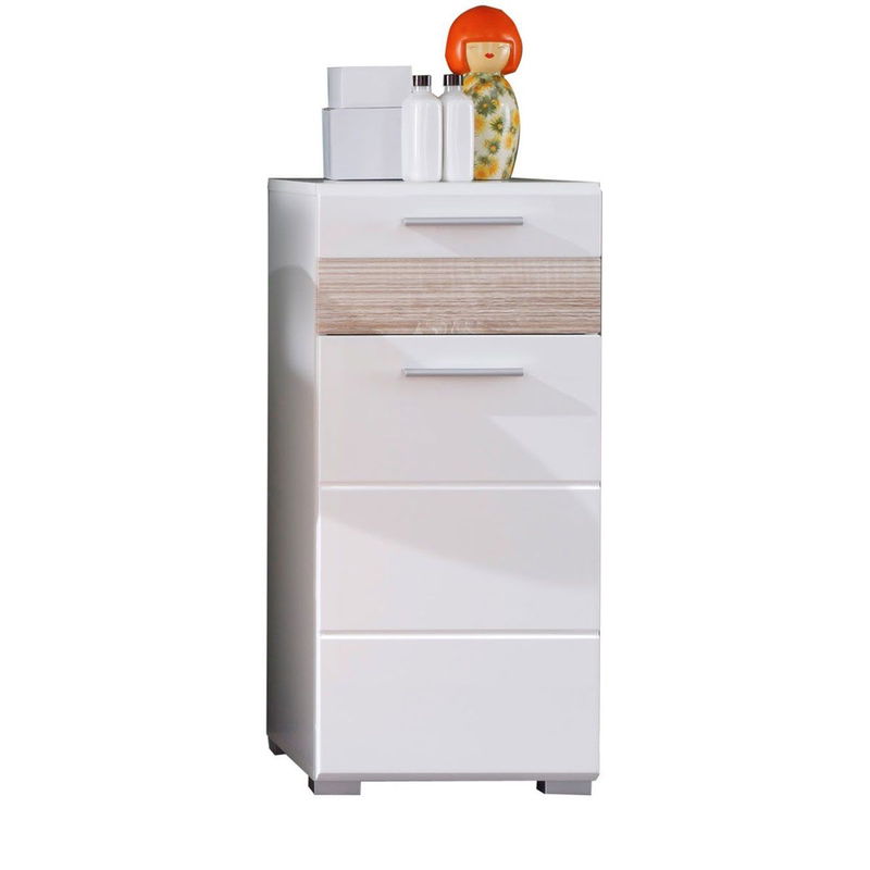 babyonlineshop trendteam Mezzo Standschrank Weiß / Eiche Sägerau Hell Saisonschlussverkauf
