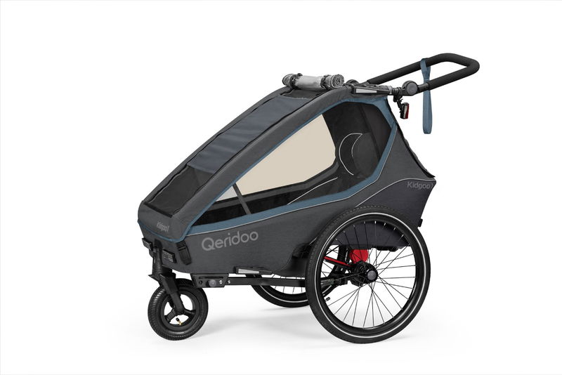 babyonlineshop Qeridoo Kidgoo 1 Fahrradanhänger Navy Blue mit Joggerfunktion 2023 Blitzangebot