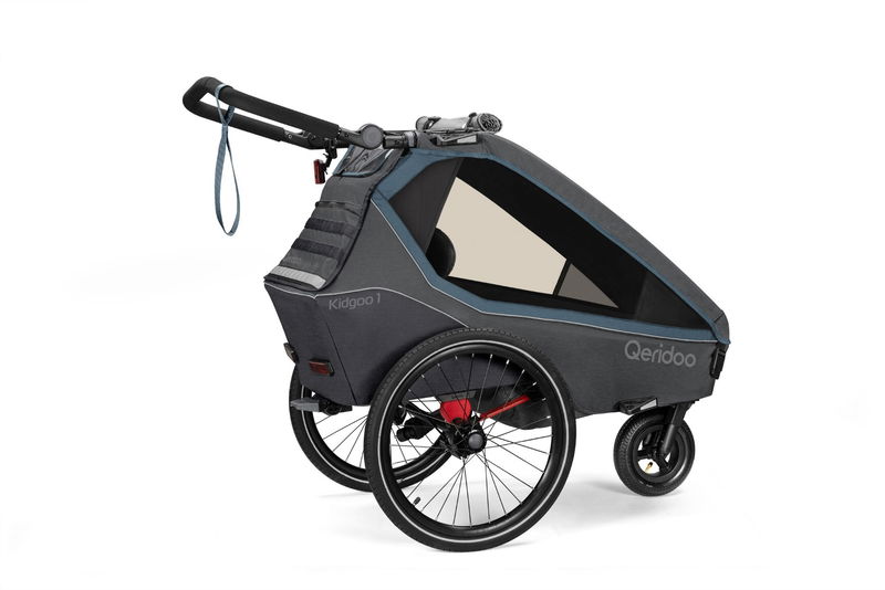 babyonlineshop Qeridoo Kidgoo 1 Fahrradanhänger Navy Blue mit Joggerfunktion 2023 Blitzangebot