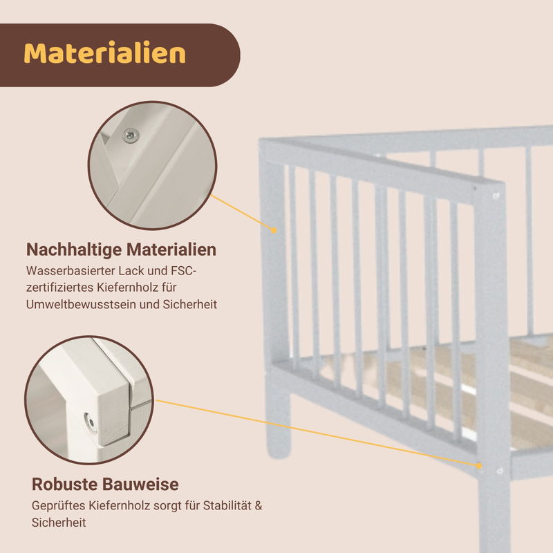 babyonlineshop Artkid Daniel Kinderbett 90 x 160 cm montessori Bodenbett mit Rausfallschutz weiß Kiefer massiv Versandkostenfrei