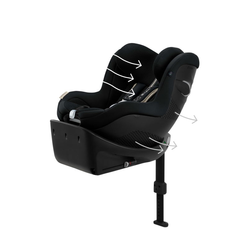 babyonlineshop CYBEX Sirona Gi i-Size Plus Moon Black ab Geburt bis 105 cm (ca. 4 Jahre) Vierteljährliche Förderung