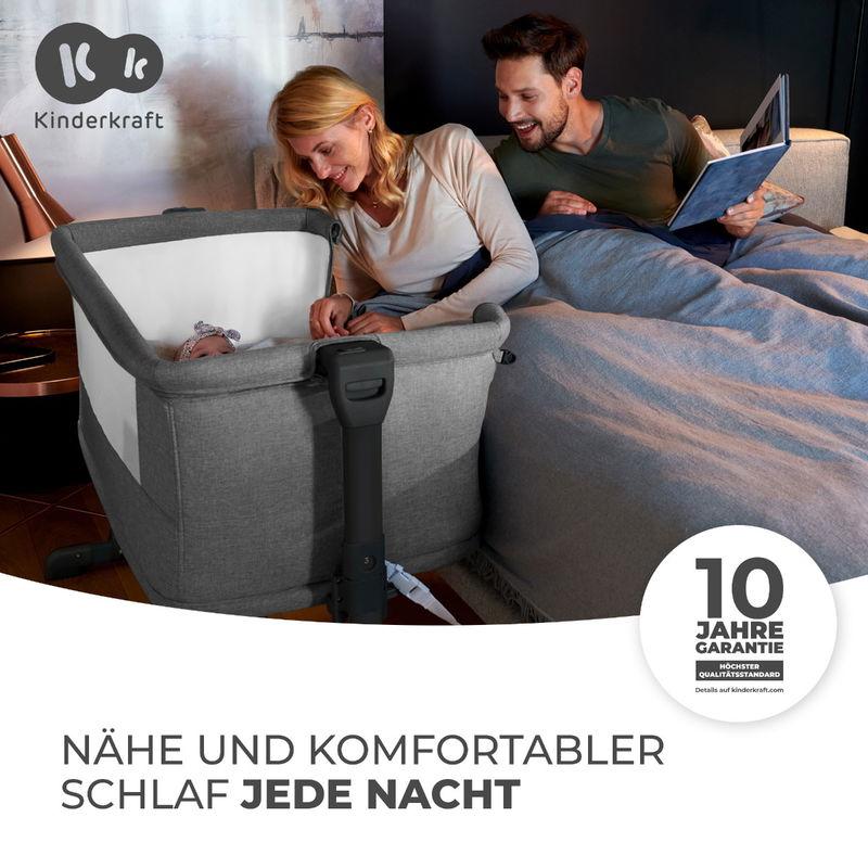 babyonlineshop Kinderkraft Beistellbett NESTE GROW grey melange Kostenloser Versand