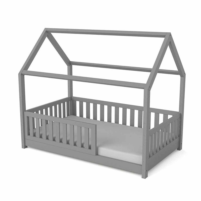 babyonlineshop Nature Kid Lilly Hausbett Kiefer grau lackiert Liegefläche 90 x 160 cm Exklusivangebot