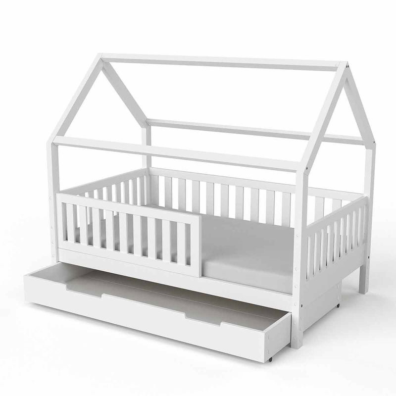 babyonlineshop Nature Kid Lilly Hausbett Kiefer grau lackiert Liegefläche 90 x 160 cm Exklusivangebot
