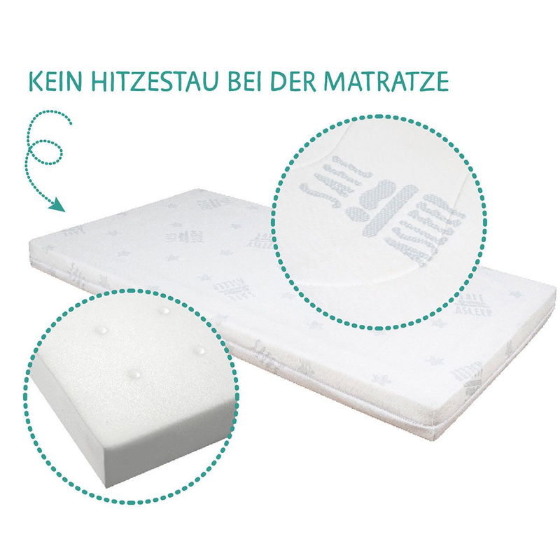 babyonlineshop Roba Room Bed safe asleep® Sternenzauber - Weiß inkl. Nestchen Air Matratze & Schlafsack Easy Air Saisonschlussverkauf