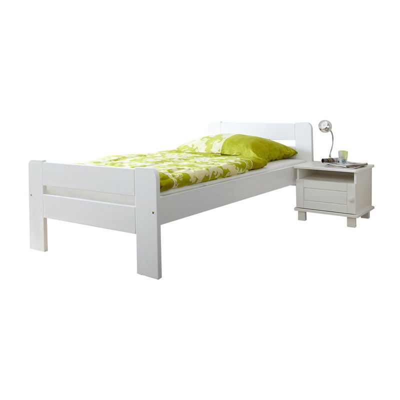 babyonlineshop Ticaa Bert Einzelbett Kiefer Weiß 100 x 200 cm Massivholz Valentinstagsangebot