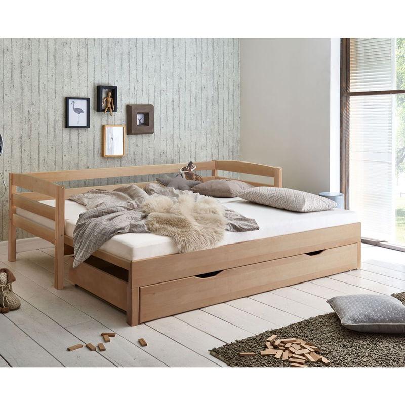 babyonlineshop Relita EMILIA Einzelbett Buche massiv Natur 90/180 x 200 cm ausziehbar Neueste Mode