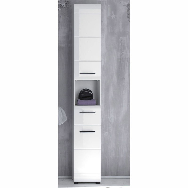 babyonlineshop trendteam Skin Hochschrank offenes Fach Weiß Hochglanz Riesige Ersparnisse