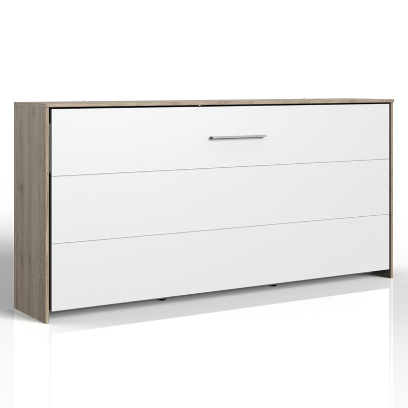 babyonlineshop Wimex Juist Klappbett horizontal 90 x 200 cm Weiß/San Remo-Eiche Dekor Fabrikpreis