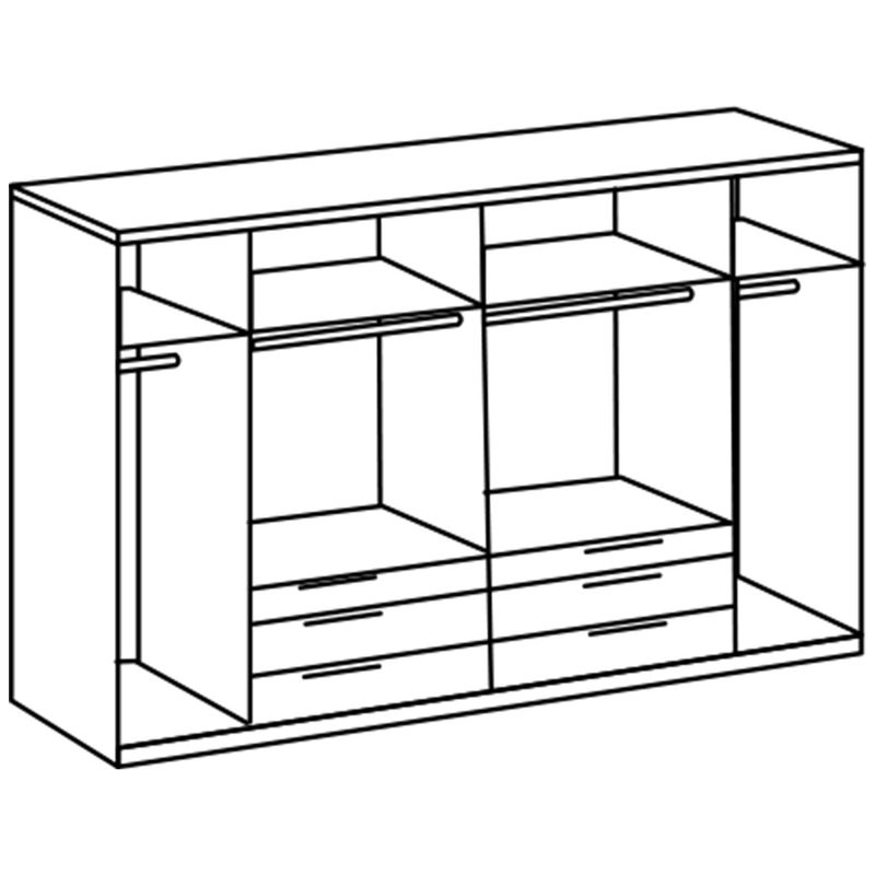 babyonlineshop Wimex Detroit Kleiderschrank 300 cm 4 Spiegel Plankeneiche Dekor/Raw steel Günstig kaufen