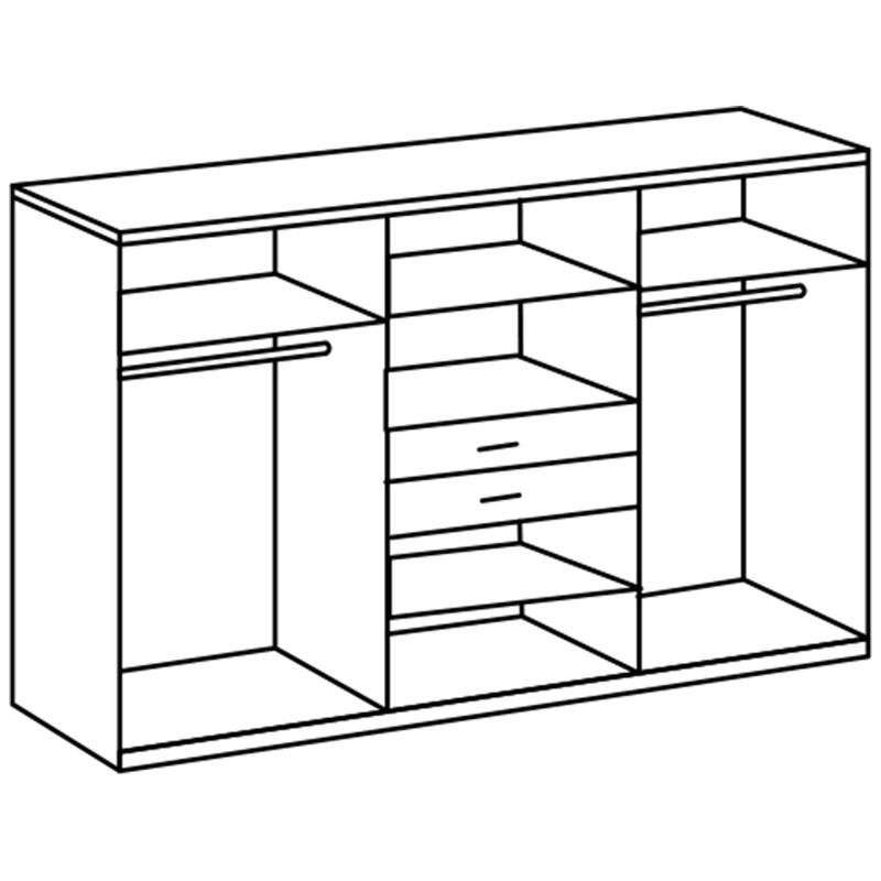 babyonlineshop Wimex Vanea Kleiderschrank 2 Spiegel 270 cm Hickory-oak Dekor/Graphit Muttertagsangebot