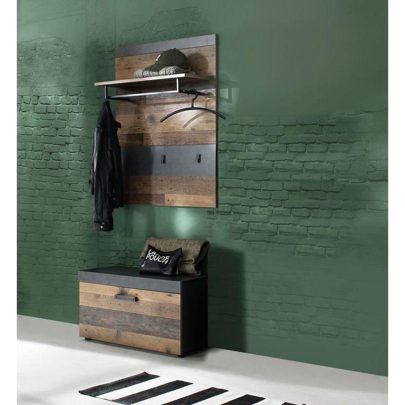 babyonlineshop trendteam Indy Garderoben-Set 2-teilig Old Wood / Graphit Grau Tägliche Deals