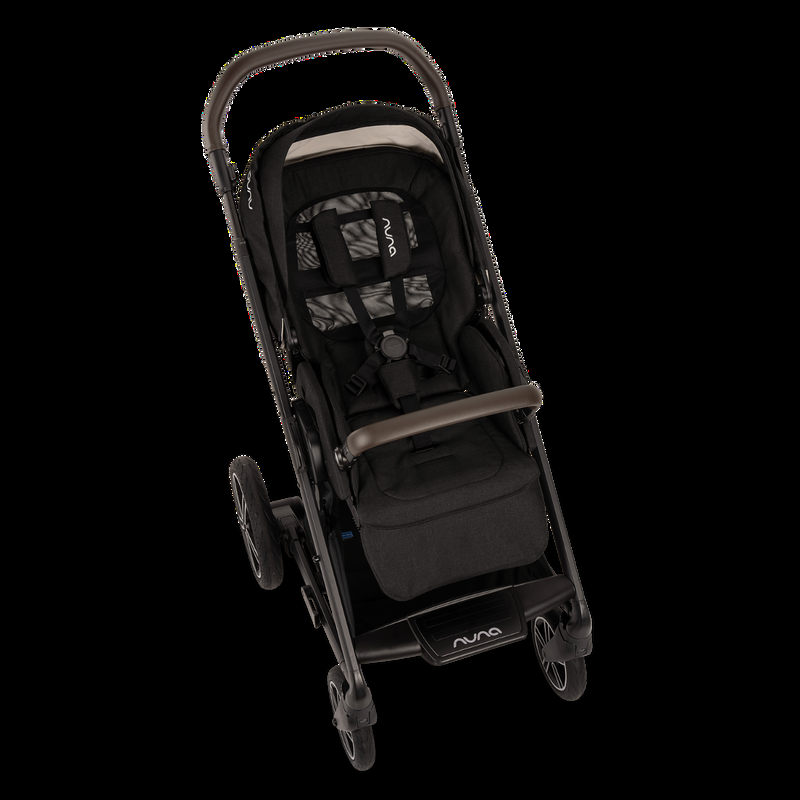 babyonlineshop Nuna MIXX next Kinderwagen mit magnetischem Verschluss inkl. Kniedecke Adapter Regenverdeck & braunem Ledergriff Caviar Hotsell