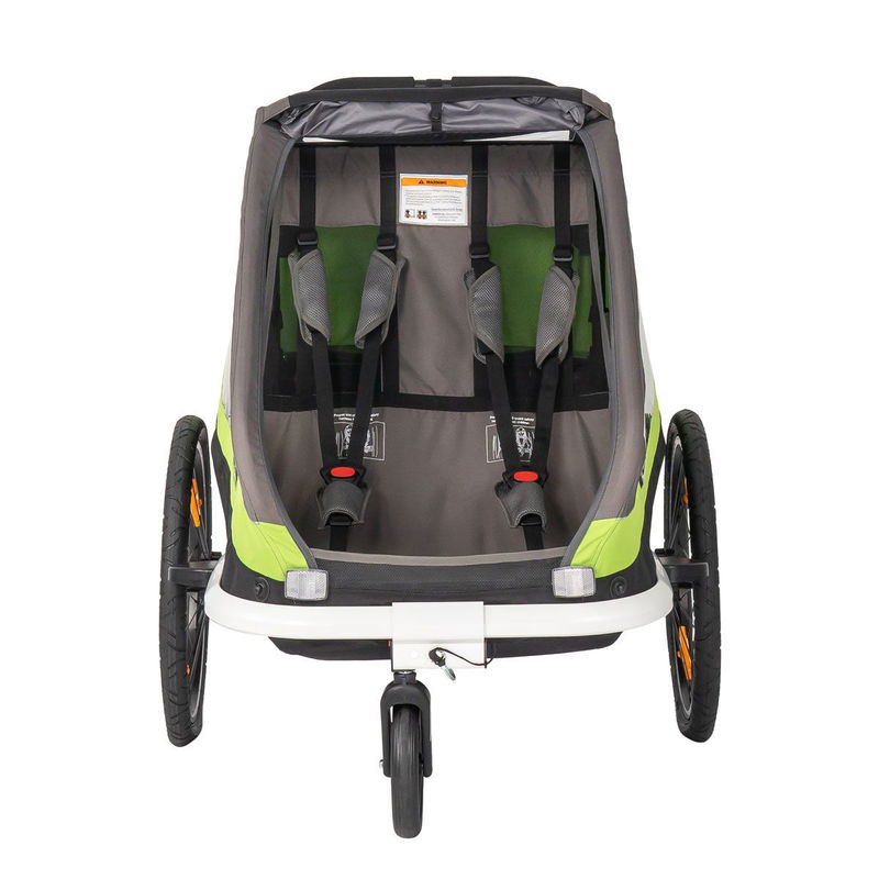 babyonlineshop Hamax Traveller Fahrradanhänger Grün/Grau inkl. Deichsel & Buggyrad Begrenztes Angebot