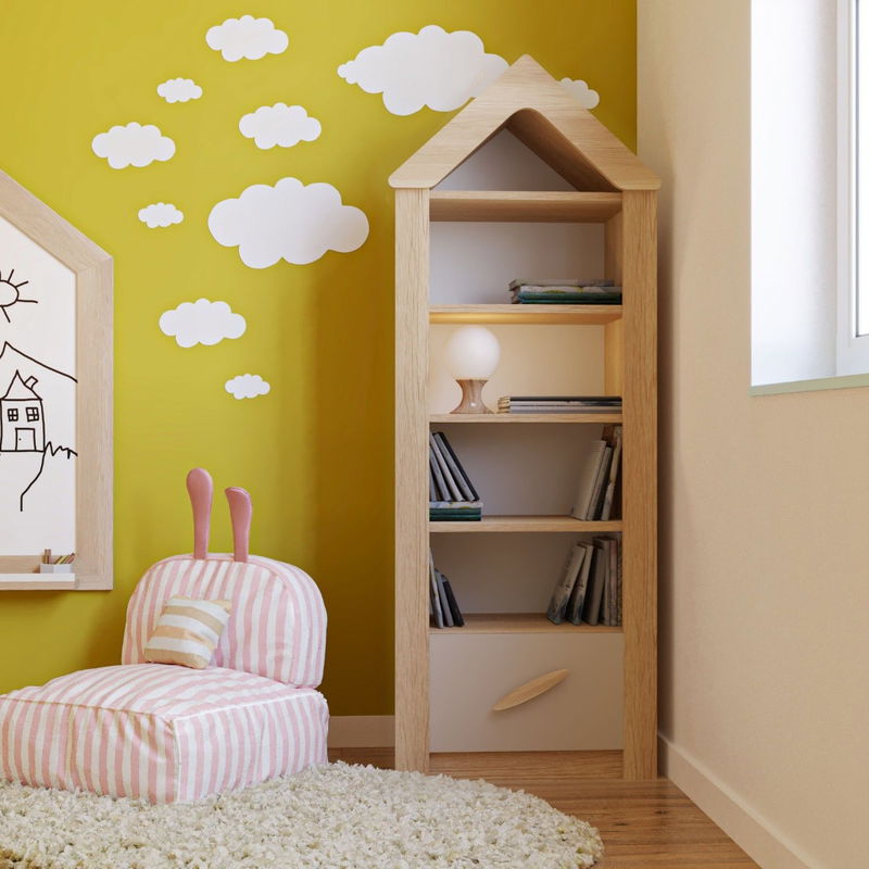 babyonlineshop Nature Kid My House Bücherregal Natur/Grau Online Outlet