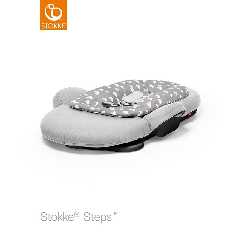 babyonlineshop Stokke® Steps™ Bouncer Grey Clouds Gestell schwarz passend zum Hochstuhl zum Toppreis Nur für heute