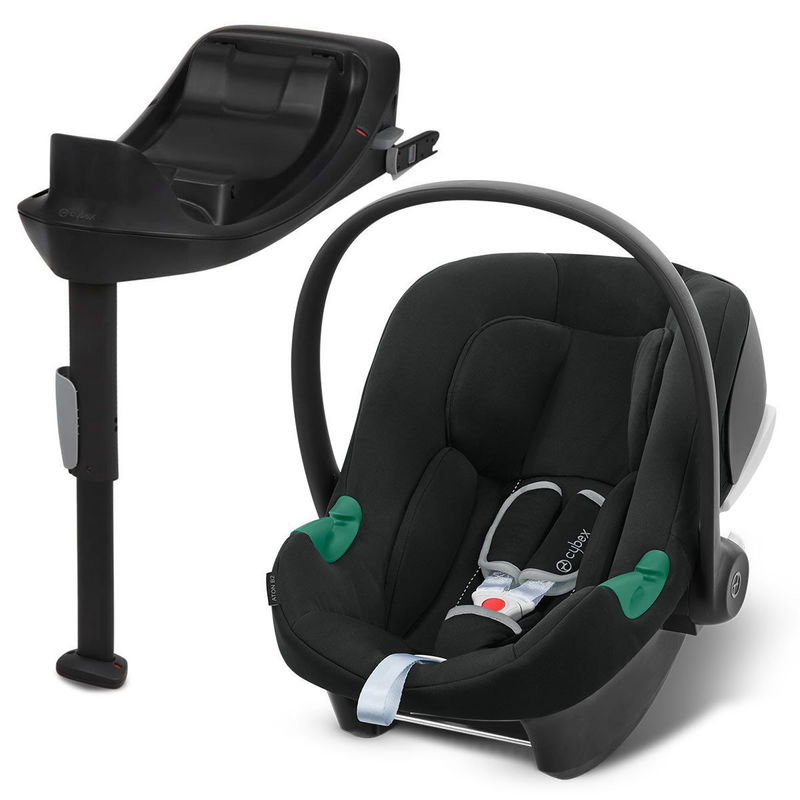 babyonlineshop CYBEX Aton B2 i-Size Babyschale Volcano Black inklusive Base One Gruppe 0+