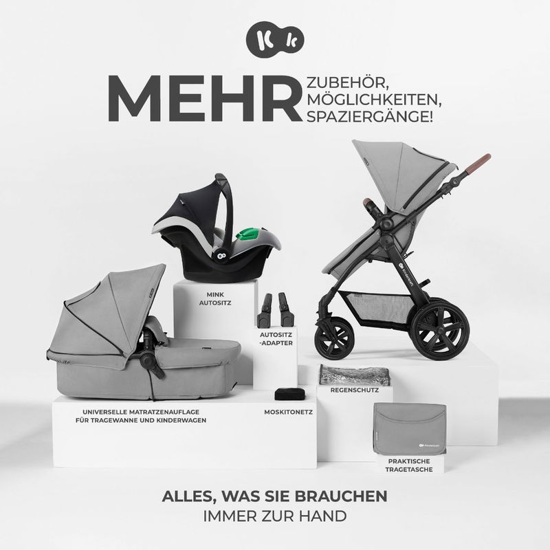 babyonlineshop Kinderkraft Kinderwagen 3in1 MOOV CT Mink Pro grey Hotsell